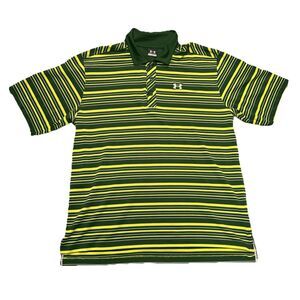 Under Armour Green and Yellow Striped Polo Shirt